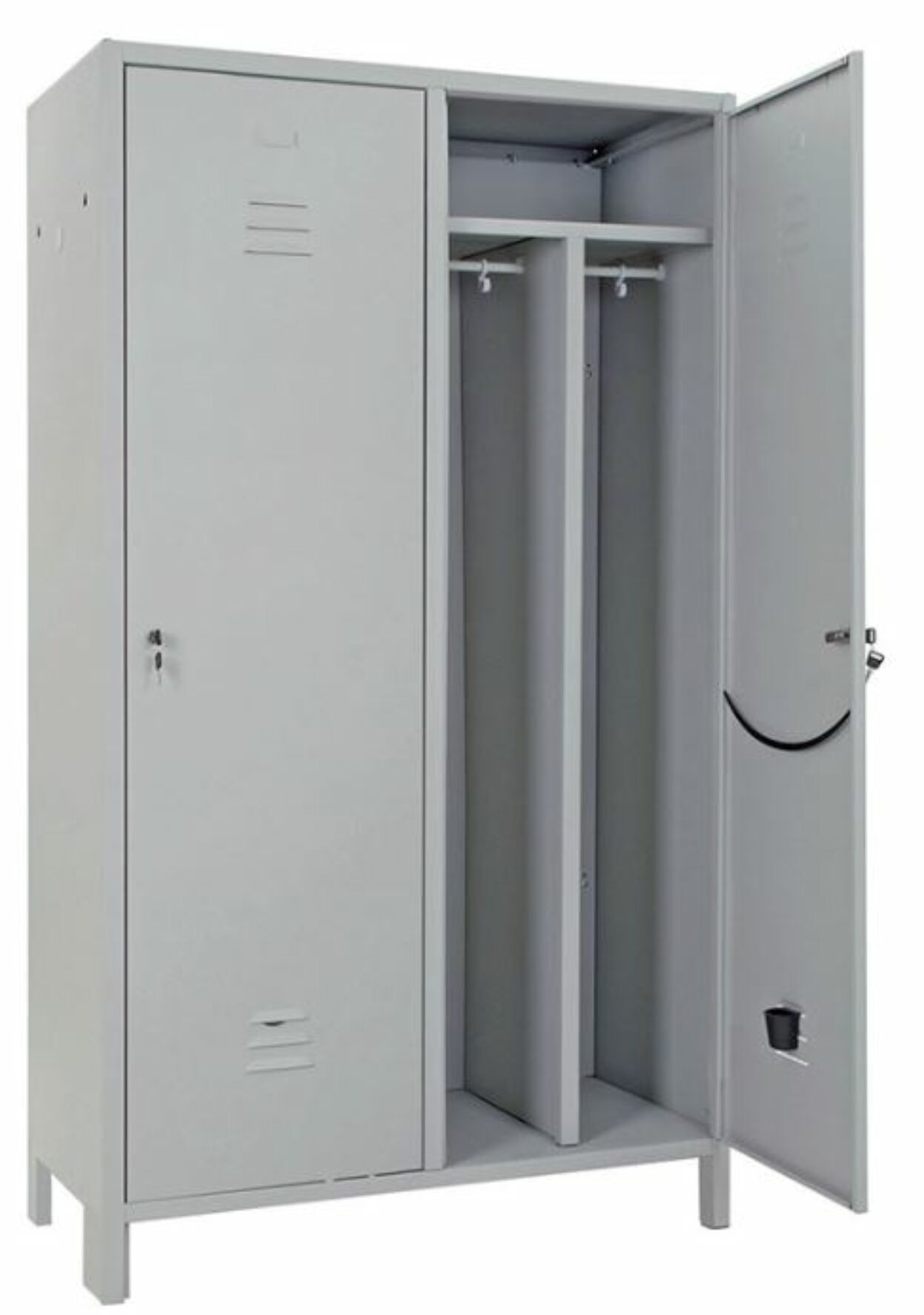 Spogliatoio metallo monoblocco SPORCO PULITO 2 postI – Maniglia lucchettabile (escluso lucchetto)