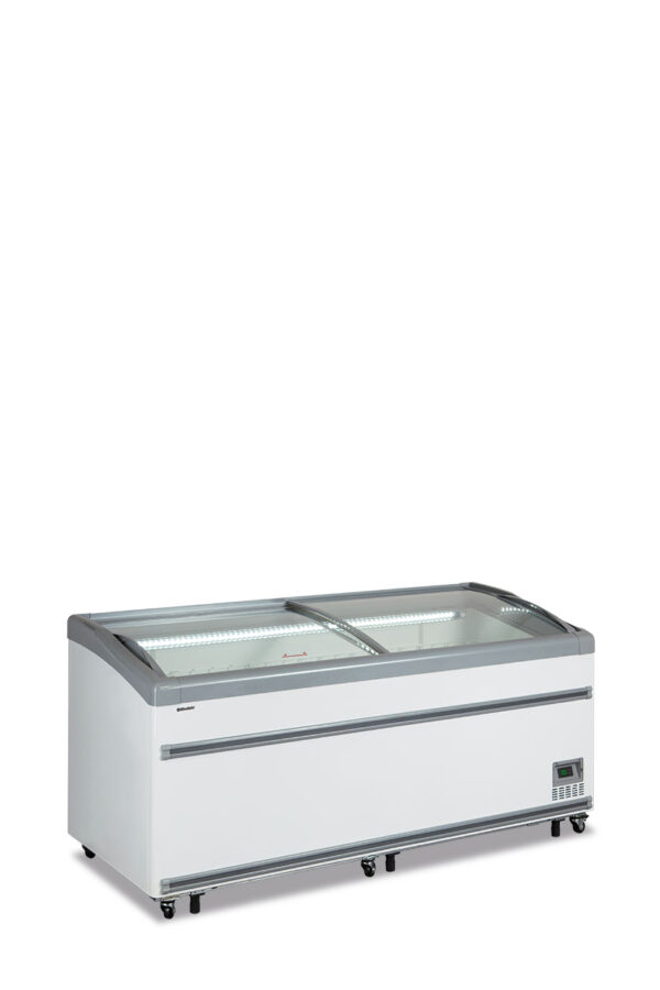 Isola statica con sbrinamento automatico -
vetro curvo scorrevole