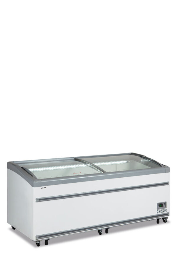 Isola statica con sbrinamento automatico -
vetro curvo scorrevole