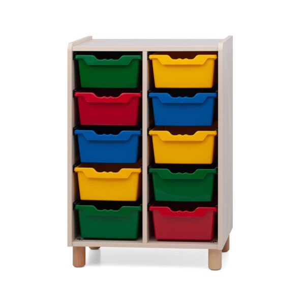 Mobile Due Vani Con 10 Vaschette - Piedi Faggio