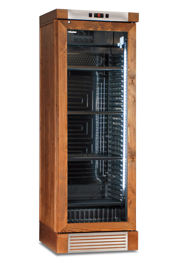 Frigo vini statico con ventola on/off rivestito in frassino tinto noce medio