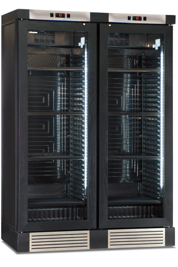 Frigo vini statico con ventola on/off rivestito in frassino nero