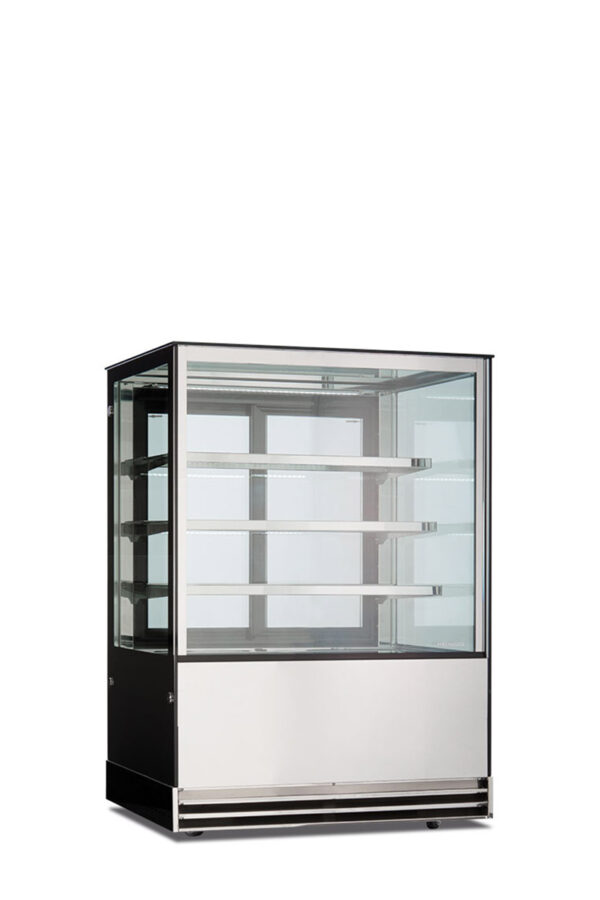 Banco pasticceria quattro lati vetro ventilato, porte scorrevoli