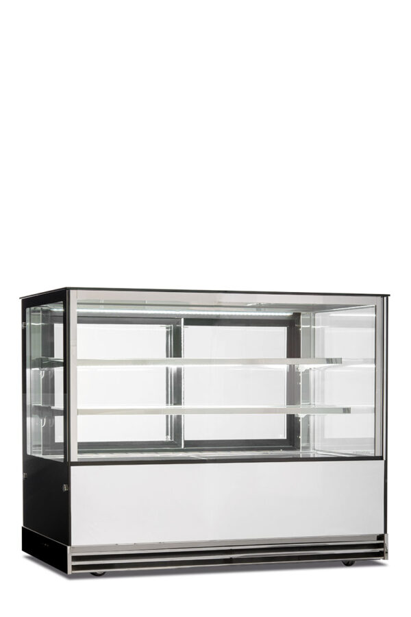 Banco pasticceria quattro lati vetro ventilato, porte scorrevoli