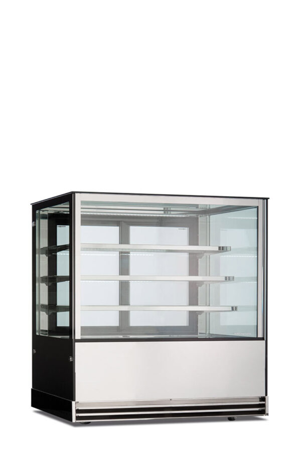 Banco pasticceria quattro lati vetro ventilato, porte scorrevoli