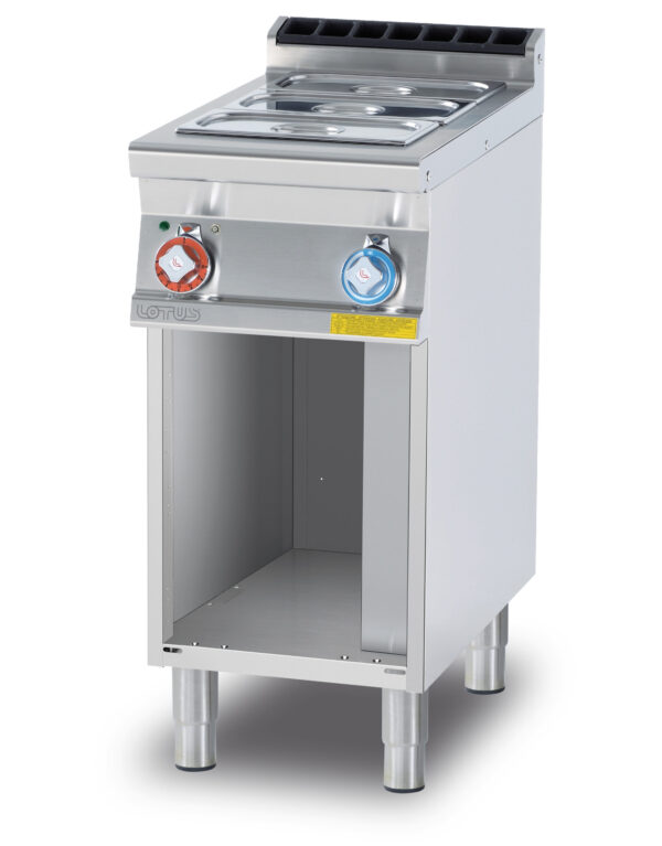 BAGNOMARIA MONOFASE SU MOBILE A GIORNO Vasca per GN 1/1 h.15, rubinetto carico acqua, scarico a pavimento (inclusa 1 testata chiusura piano mod.TPA-7)