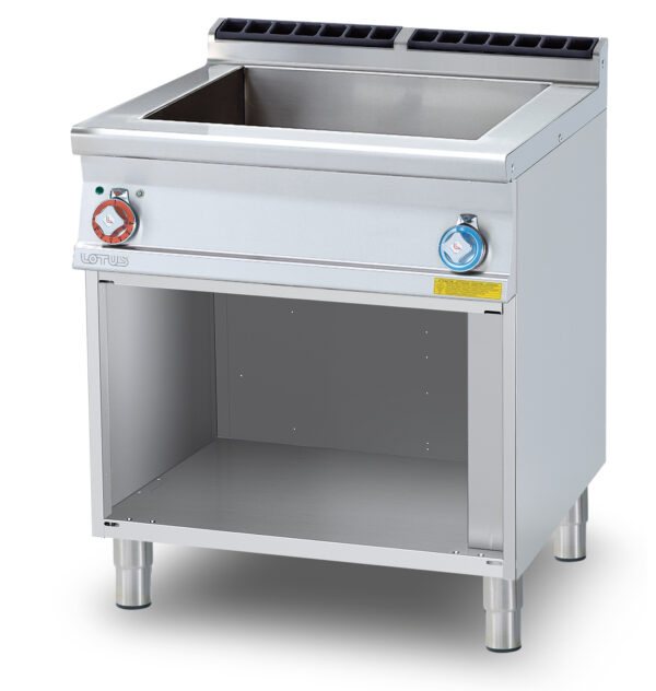 BAGNOMARIA TRIFASE SU MOBILE A GIORNO - Vasca per GN 2/1 + 2 x GN 1/3 15h Rubinetto carico acqua + scarico a pavimento  (inclusa 1 testata chiusura piano mod.TPA-9)