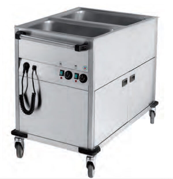 CARRELLO BAGNOMARIA 2 vasche - capacità 2xGN1/1 - su armadio