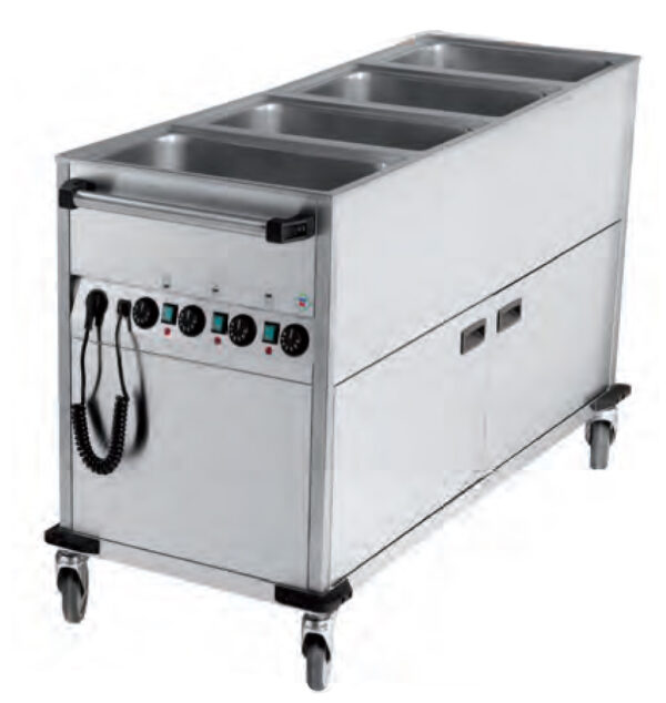 CARRELLO BAGNOMARIA 3 vasche - capacità 3xGN1/1 - su armadio