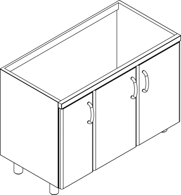 BASE CON 3 PORTE, GUARNIZIONI E RIPIANO INTERMEDIO
