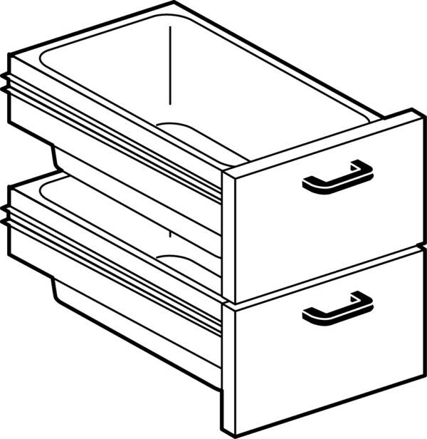 CASSETTIERA 400 N. 2 cassetti con 2 bacinelle GN 1/1 15h in plastica, guide telescopiche.