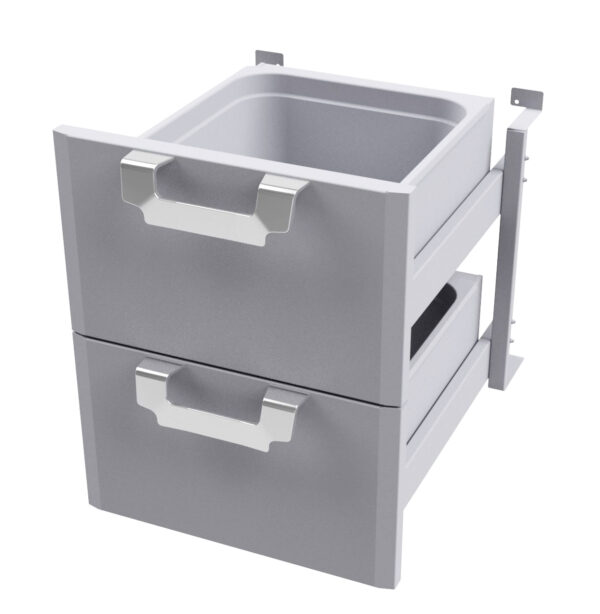 CASSETTIERA cm.40 - N. 2 cassetti con 2 bacinelle GN-2/3 cm.15h, guide telescopiche. (no per BM-114E)