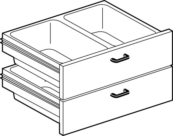 CASSETTIERA 800 N. 2 cassetti con 4 bacinelle GN 1/1 15h in plastica, guide telescopiche.