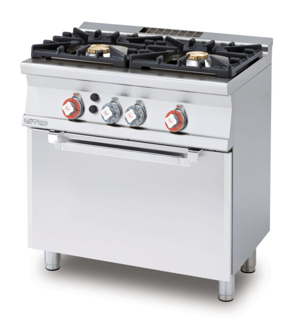 CUCINETTA 2 FUOCHI - FORNO GAS STATICO con grill cm. 67x38x34h, temp: 50÷250°C, con 1 griglia cm.65x36