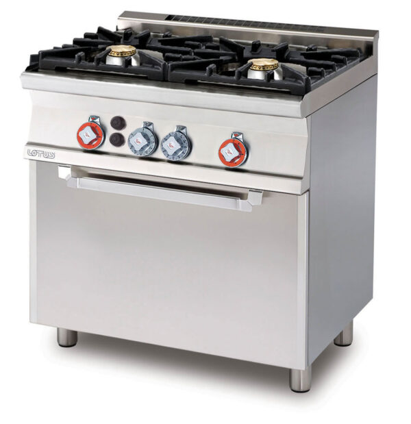 cucina a gas 2 fuochi Forno a gas statico con grill cm. 67x38x34h, temp: 125÷275°C, con 1 griglia cm.65x36