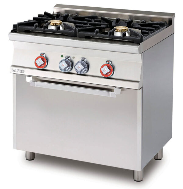 CUCINA MISTA 2 FUOCHI CON Forno elettrico statico con grill cm. 67x38x34h, temp: 50÷250°C, con 1 griglia cm.65x36
