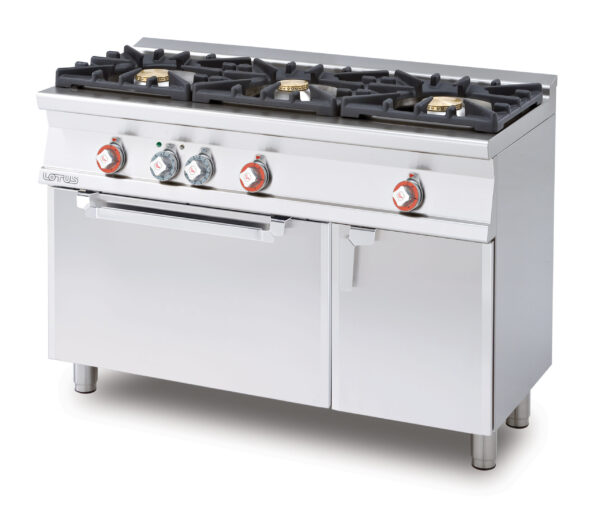 CUCINETTA 3 FUOCHI - FORNO ELETTRICO STATICO con grill cm. 67x38x34h, temp: 50÷250°C, con 1 griglia cm.65x36. Vano neutro con porta
