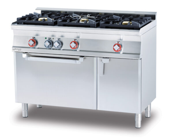 CUCINA MISTA 3 FUOCHI CON Forno elettrico statico con grill cm. 67x38x34h, temp: 50÷250°C, con 1 griglia cm.65x36, vano neutro con porta