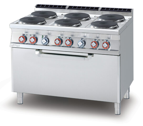 CUCINA 6 piastre Forno elettrico statico cm. 107x73x34h, temp: 50÷300°C, con 1 griglia cm.105x71 (inclusa 1 testata chiusura piano mod.TPA-9)