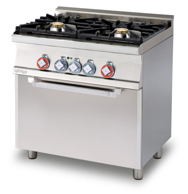 CUCINA MISTA 2 FUOCHI CON Forno elettrico multifunzione cm. 64x37x35h, temp: 50÷250°C, con 1 griglia cm.53x32,5 GN1/1 - Porta vetro