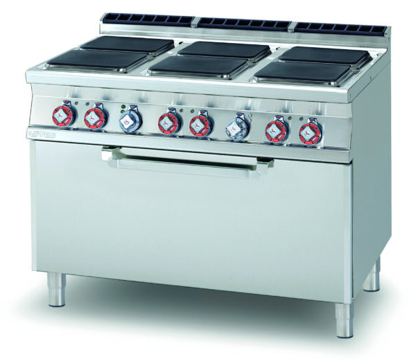 CUCINA 6 piastre quadre Forno elettrico statico cm. 107x73x34h, temp: 50÷300°C, con 1 griglia cm.105x71 (inclusa 1 testata chiusura piano mod.TPA-9)
