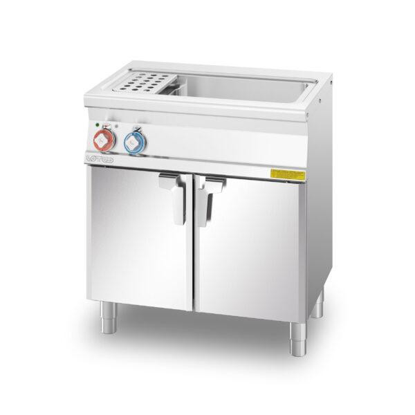CUOCIPASTA ELETTRICO. Vasca 40 litri cm. 51x30,7x32,7h. Rubinetto carico acqua, sfioratore + scarico a pavimento. (CESTI ESCLUSI) (inclusa 1 testata chiusura piano mod.TPA-55)