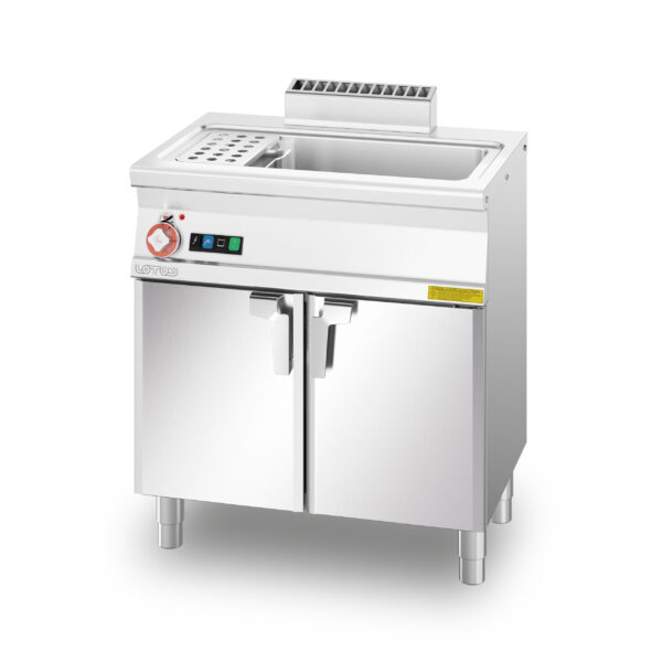 CUOCIPASTA GAS. Vasca 40 litri cm. 51x30,7x32,7h. Carico acqua automatico con sensore di livello - sfioratore + scarico a pavimento (CESTI ESCLUSI) (inclusa 1 testata chiusura piano mod.TPA-55)