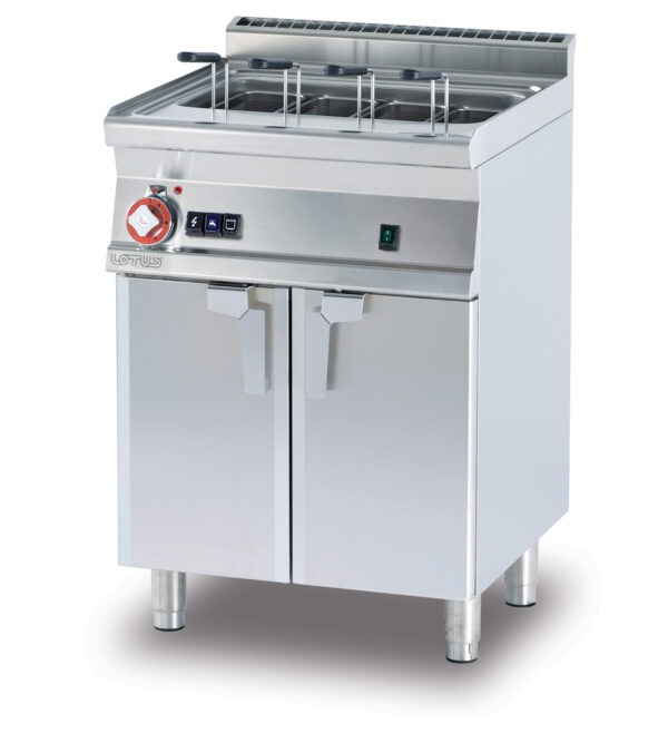 CUOCIPASTA GAS LT. 40 Vasca cm. 51x30,7x32,7h. Carico acqua automatico con sensore di livello - sfioratore + scarico a pavimento (CESTI ESCLUSI)