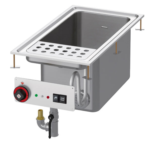 CUOCIPASTA TRIFASE LT. 40 Vasca cm. 30,7x50,9x32,7h. Carico acqua automatico con sensore di livello - sfioratore + scarico a pavimento (CESTI ESCLUSI)