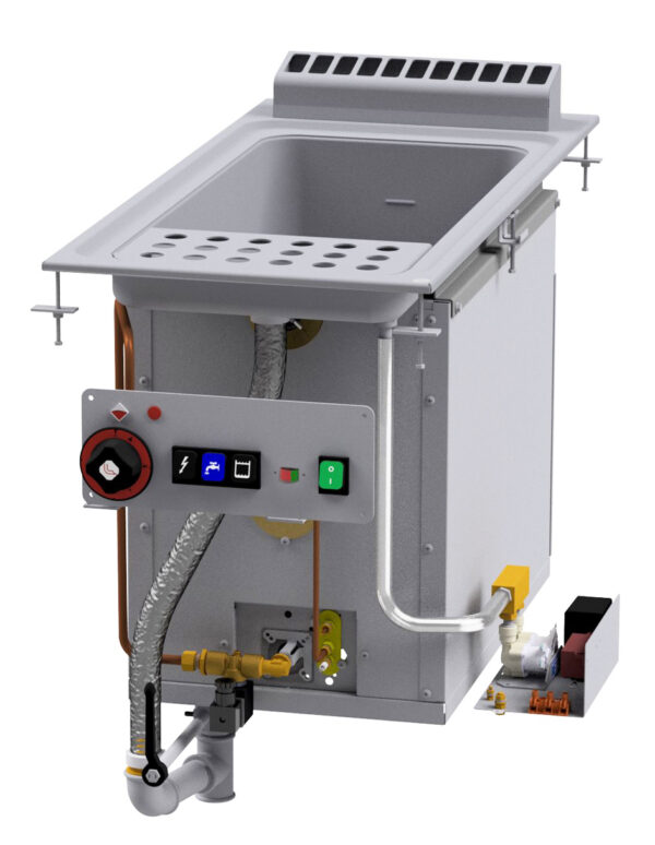 CUOCIPASTA GAS LT 25 Vasca cm. 30,5x33,5x32,7h. Carico acqua automatico con sensore di livello - sfioratore + scarico a pavimento. Accensione elettrica, indicatore presenza fiamma pilota. (CESTI ESCLUSI)