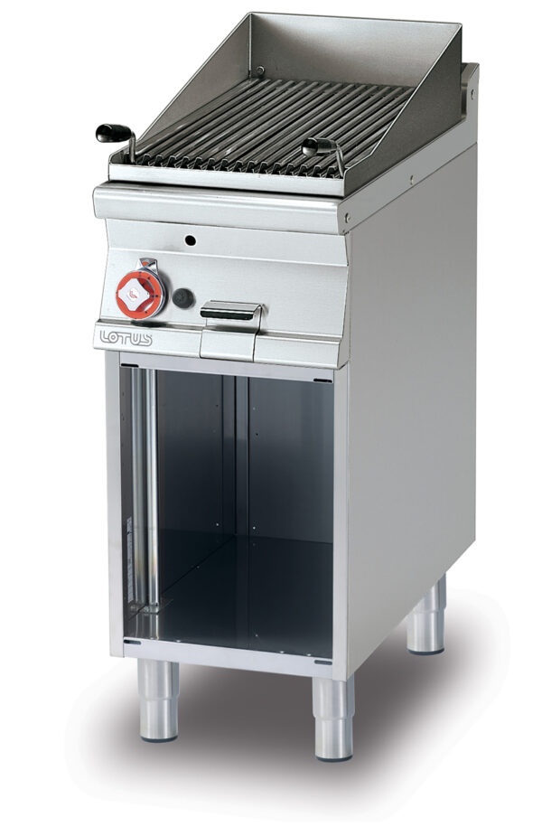 GRIGLIA GAS-PIETRALAVICA SU MOBILE A GIORNO Griglia in acciaio inox cm. 38x52 regolabile (inclusa 1 testata chiusura piano mod.TPA-7)