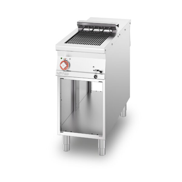 GRIGLIA CONTACT PASSANTE SU MOBILE A GIORNO - cottura diretta su resistenza in acciaio inox cm. 27x43 ribaltabile (inclusa 1 testata chiusura piano mod.TPA-11)