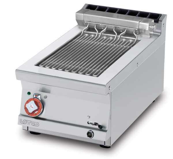 GRIGLIA CONTACT - cottura diretta su resistenza in acciaio inox cm. 27x43 ribaltabile (inclusa 1 testata chiusura piano mod.TPA-7)