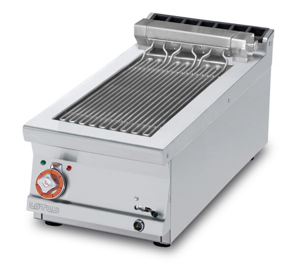 GRIGLIA CONTACT - cottura diretta su resistenza in acciaio inox cm. 27x63 ribaltabile (inclusa 1 testata chiusura piano mod.TPA-9)