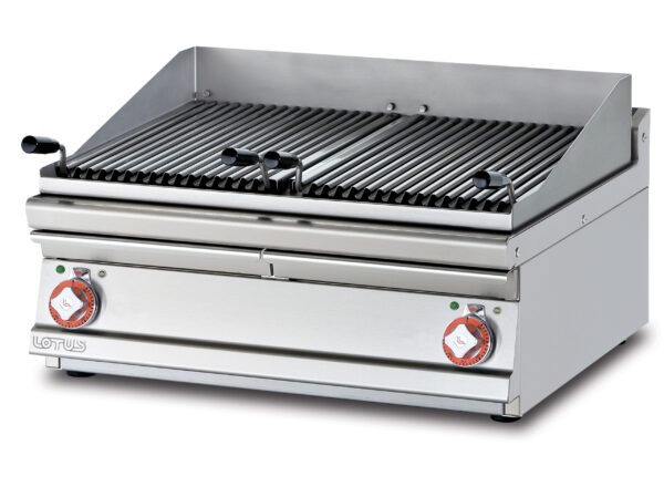 GRIGLIA TRIFASE N. 2 griglie in acciaio inox cm. 38x52 regolabili 2 zone di cottura (inclusa 1 testata chiusura piano mod.TPA-7)