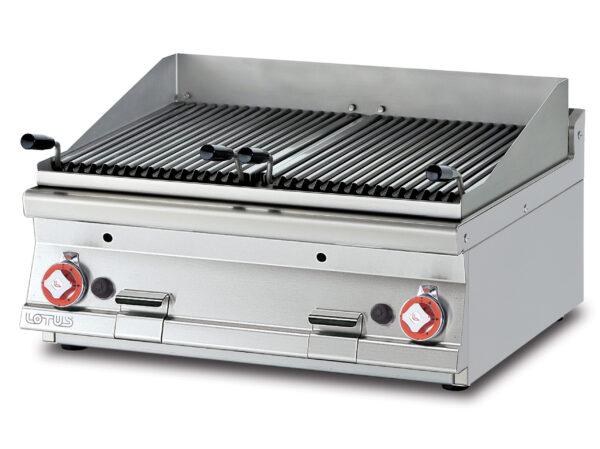 GRIGLIA GAS-PIETRALAVICA N. 2 griglie in acciaio inox cm. 38x52 regolabili 2 zone di cottura (inclusa 1 testata chiusura piano mod.TPA-7)