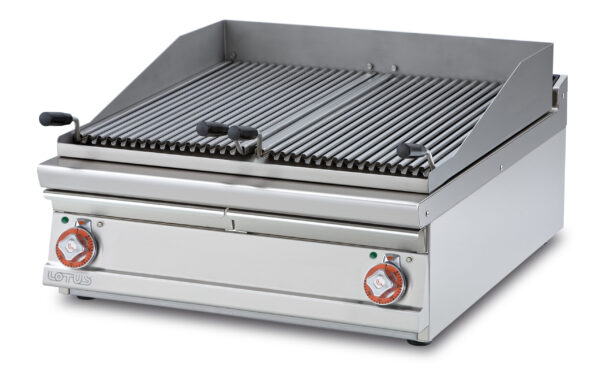 GRIGLIA TRIFASE N. 2 griglie in acciaio inox cm. 38x66 regolabili 2 zone di cottura (inclusa 1 testata chiusura piano mod.TPA-9)