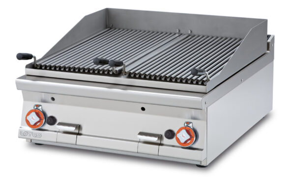 GRIGLIA GAS-PIETRALAVICA N. 2 griglie in acciaio inox cm. 38x66 regolabili 2 zone di cottura (inclusa 1 testata chiusura piano mod.TPA-9)