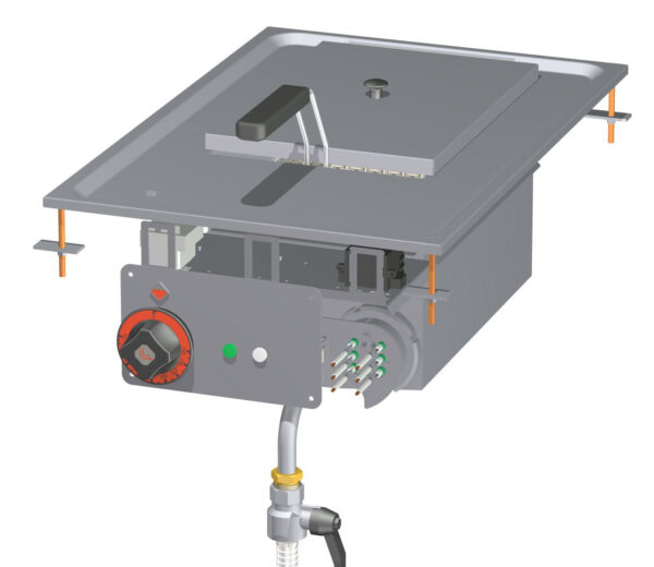 FRIGGITRICE TRIFASE LT. 10 Vasca cm. 22x35x23h - 1 cesto cm. 20x30x10h - Filtro e coperchio vasca. Produzione patate: 10 kg/h