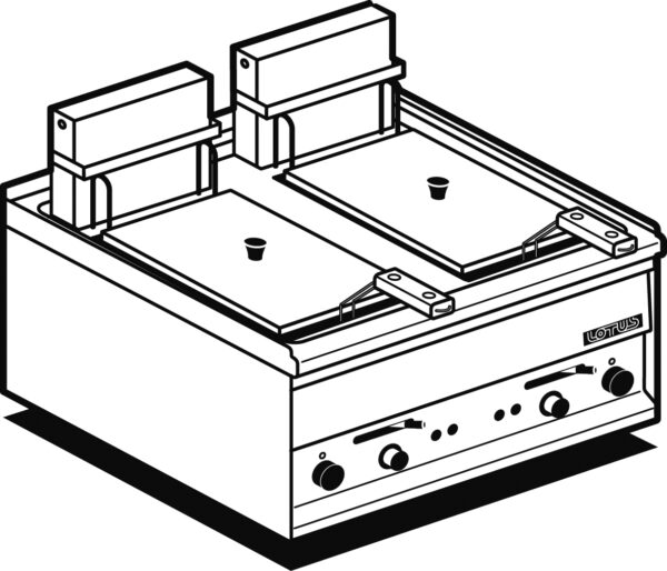 FRIGGITRICE elettrica -  Vasche lt. 8+8  N. 2 cesti cm. 20x27x11h - Produzione patate: 18 Kg/h