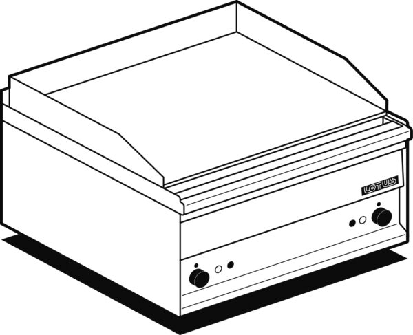 Fry-top elettrico 1/2 liscio + 1/2 rigato, piastra cm.57x41