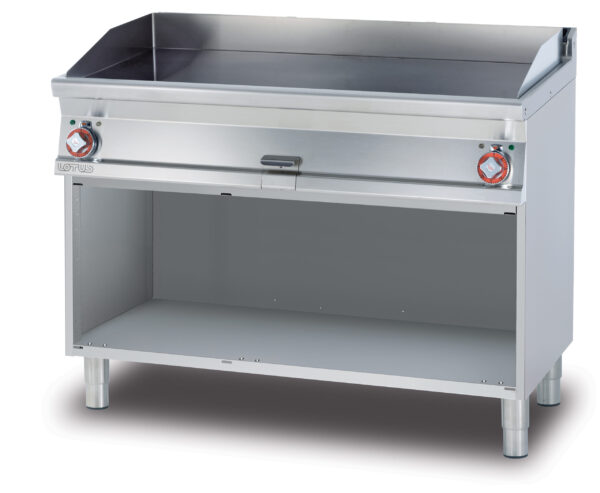 Fry-top elettrico liscio, su mobile a giorno, piastra cm.116x51 - 2 zone di cottura (inclusa 1 testata chiusura piano mod.TPA-7)