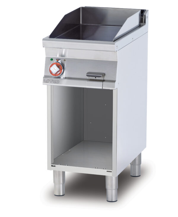 Fry-top elettrico liscio, su mobile a giorno, piastra cm.36x51 (inclusa 1 testata chiusura piano mod.TPA-7)