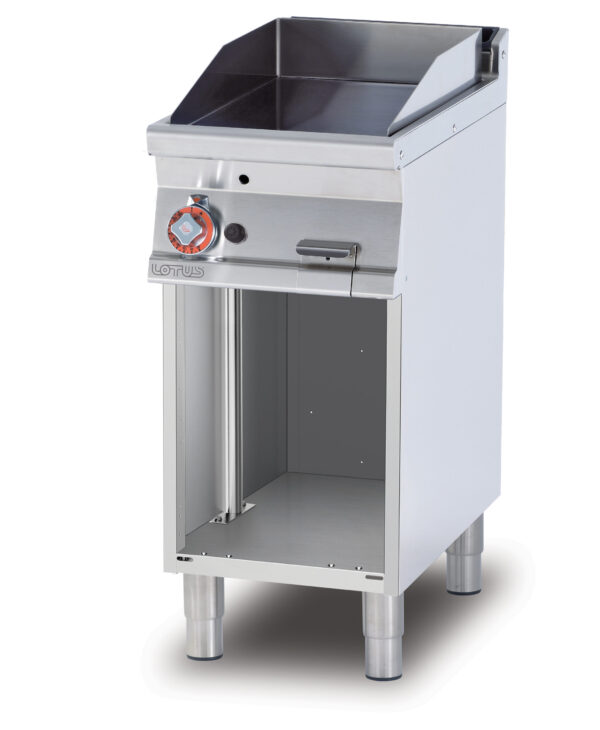 Fry-top gas liscio, su mobile a giorno, piastra cm.36x51 (inclusa 1 testata chiusura piano mod.TPA-7)