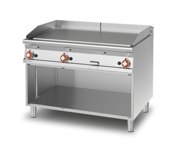 Fry-top gas liscio, su mobile a giorno, piastra cm.110,5x65 - 3 zone di cottura (inclusa 1 testata chiusura piano mod.TPA-9)