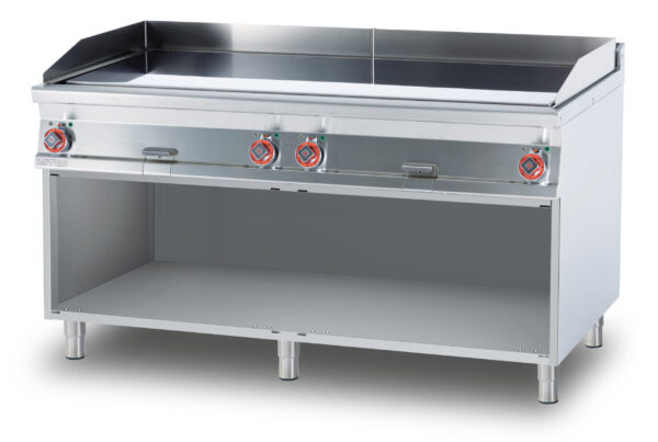 Fry-top elettrico liscio, su mobile a giorno, piastra cm.150,5x65 - 4 zone di cottura (inclusa 1 testata chiusura piano mod.TPA-9)