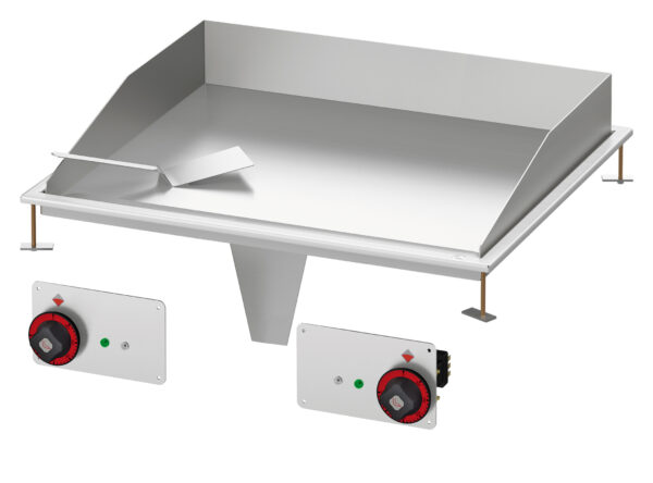 Fry-top elettrico liscio, piastra cm.75,5x55 - 2 zone di cottura