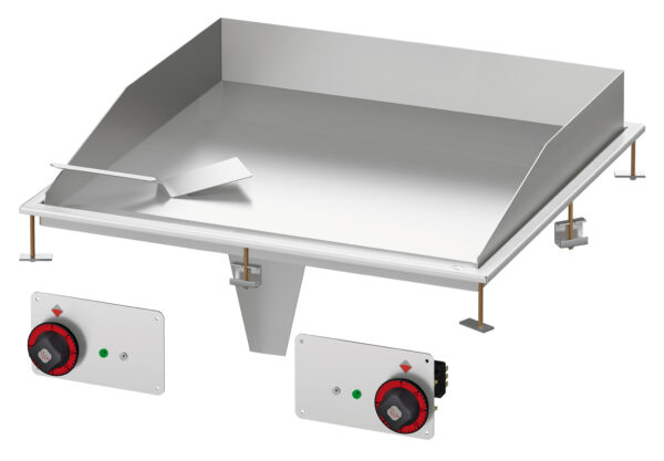 Fry-top elettrico liscio cromato SUPERCHROME (Moca Approved), piastra cm.76x68 - 2 zone di cottura