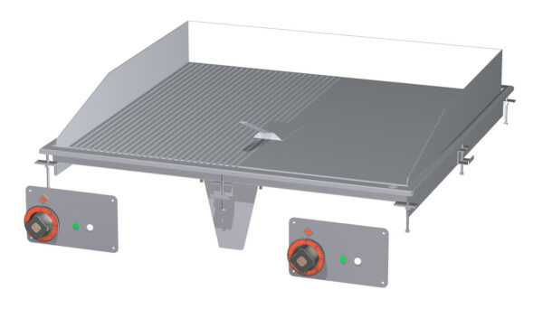 Fry-top elettrico 1/2 rigato + 1/2 liscio cromato SUPERCHROME (Moca Approved), piastra cm.76x68 - 2 zone di cottura