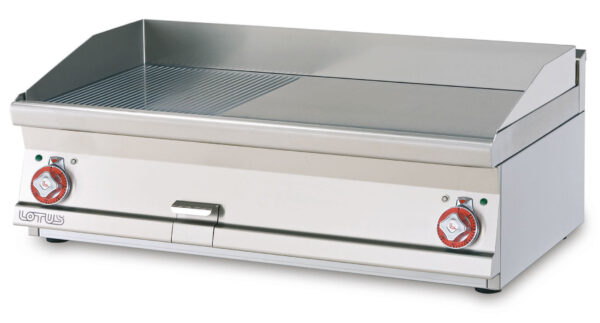 Fry-top elettrico 2/5 rigato + 3/5 liscio, piastra cm.99,5x45 - 2 zone di cottura